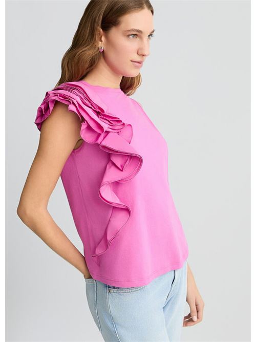 T-shirt rosa peonia con volant LIU JO COLLECTION | CA5005J6308X0450